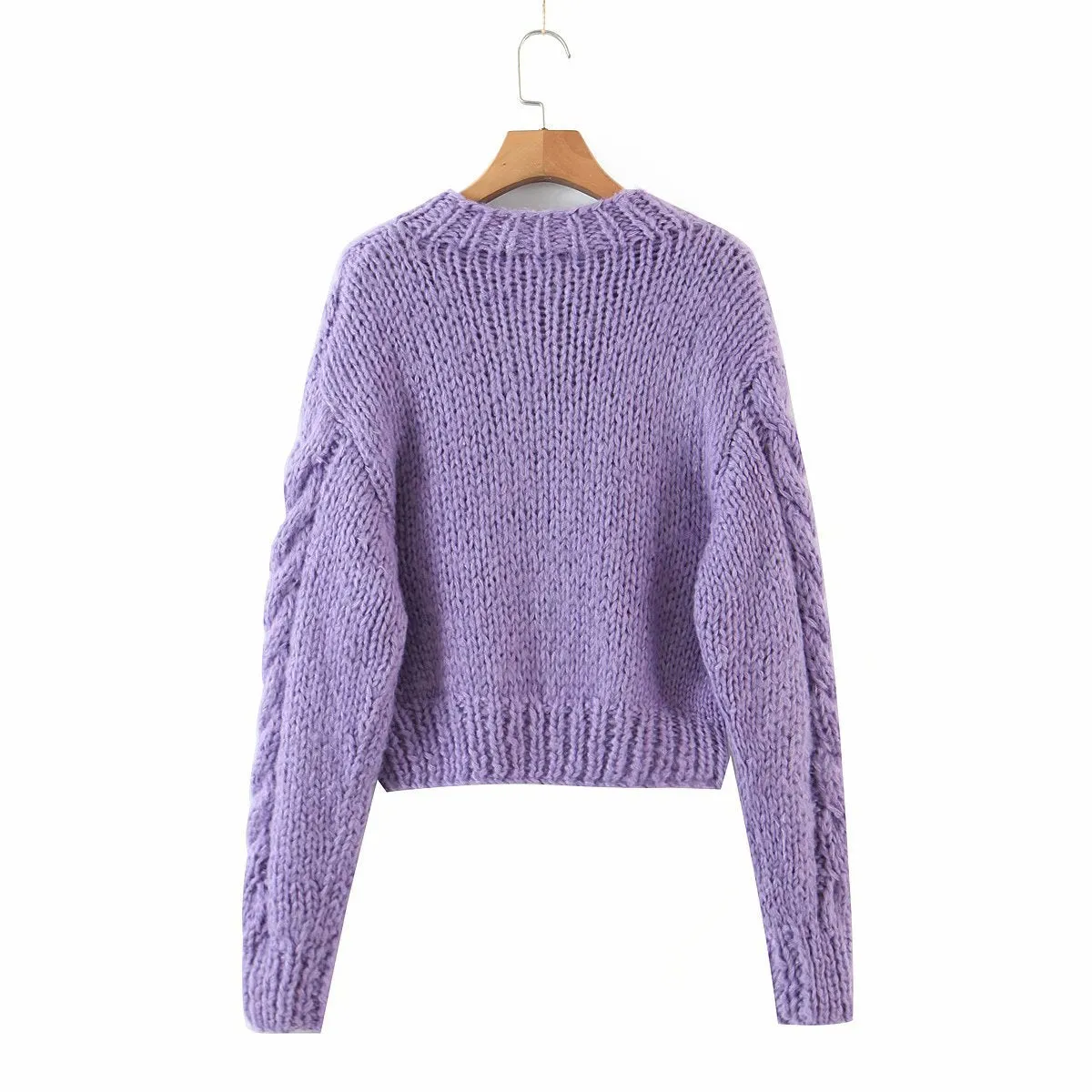 Handicraft Single-breasted Knit Splicing Crop Tops Cardigans