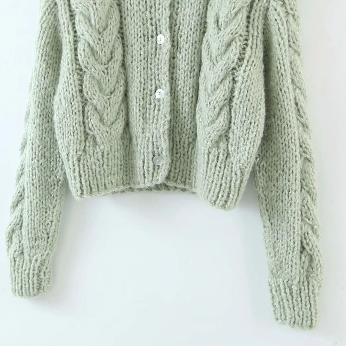 Handicraft Single-breasted Knit Splicing Crop Tops Cardigans