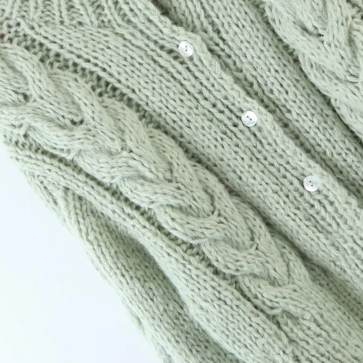 Handicraft Single-breasted Knit Splicing Crop Tops Cardigans