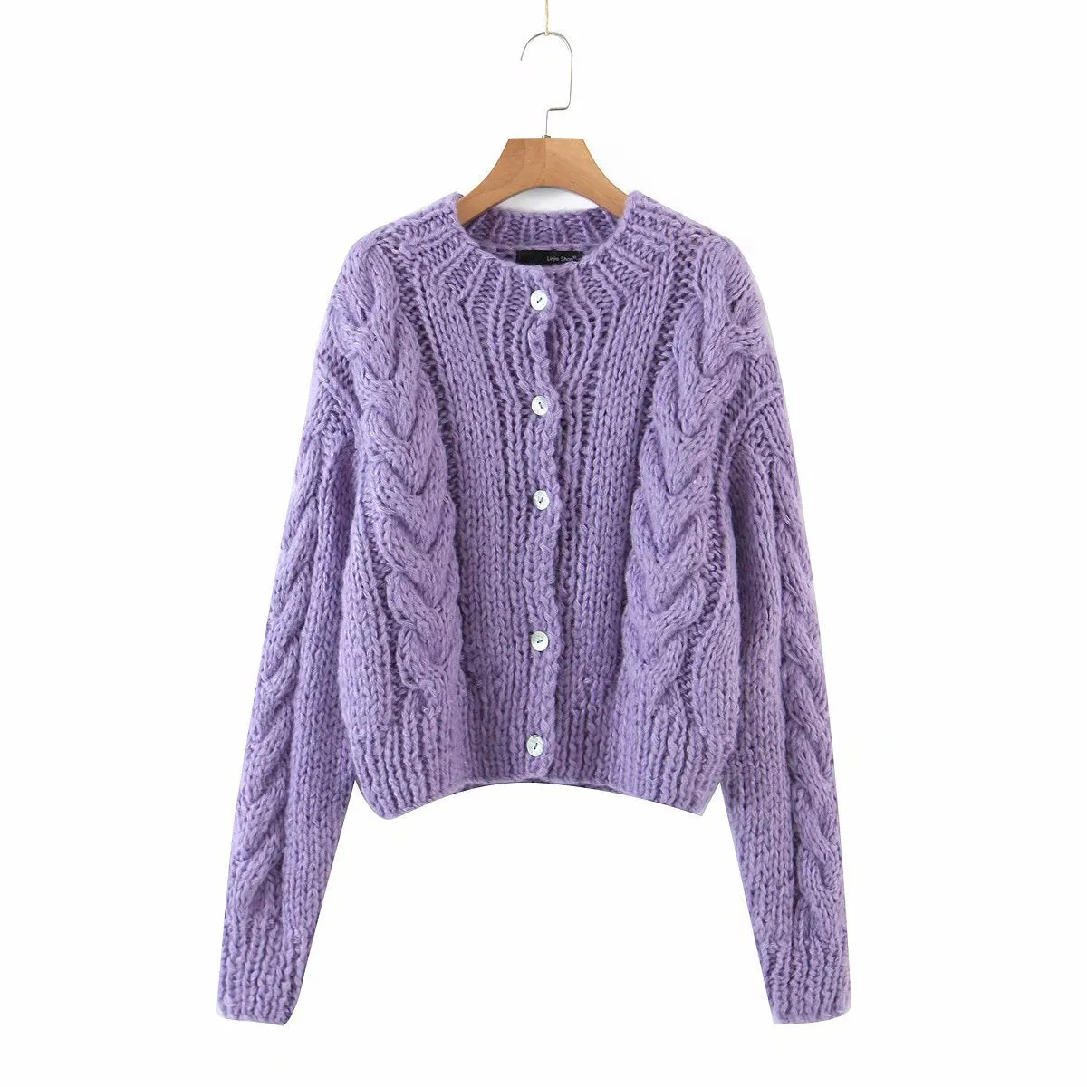 Handicraft Single-breasted Knit Splicing Crop Tops Cardigans