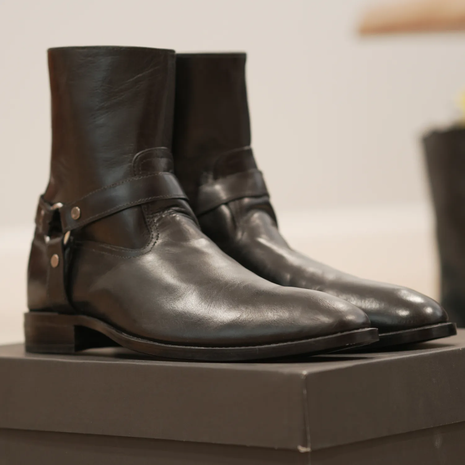 Handmade Chelsea Zipper Full-Grain Leather Ankle Boots