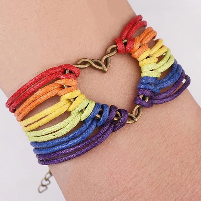 Handmade Thread Bracelet Gay Pride Leather Bracelets
