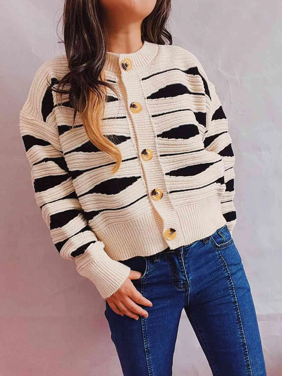 Hazel Blues® |  Color Block Button Front Cardigan