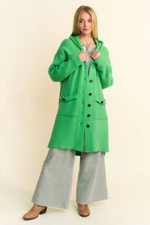 Hazel Blues® |  Davi & Dani Side Slit Button Up Hooded Cardigan