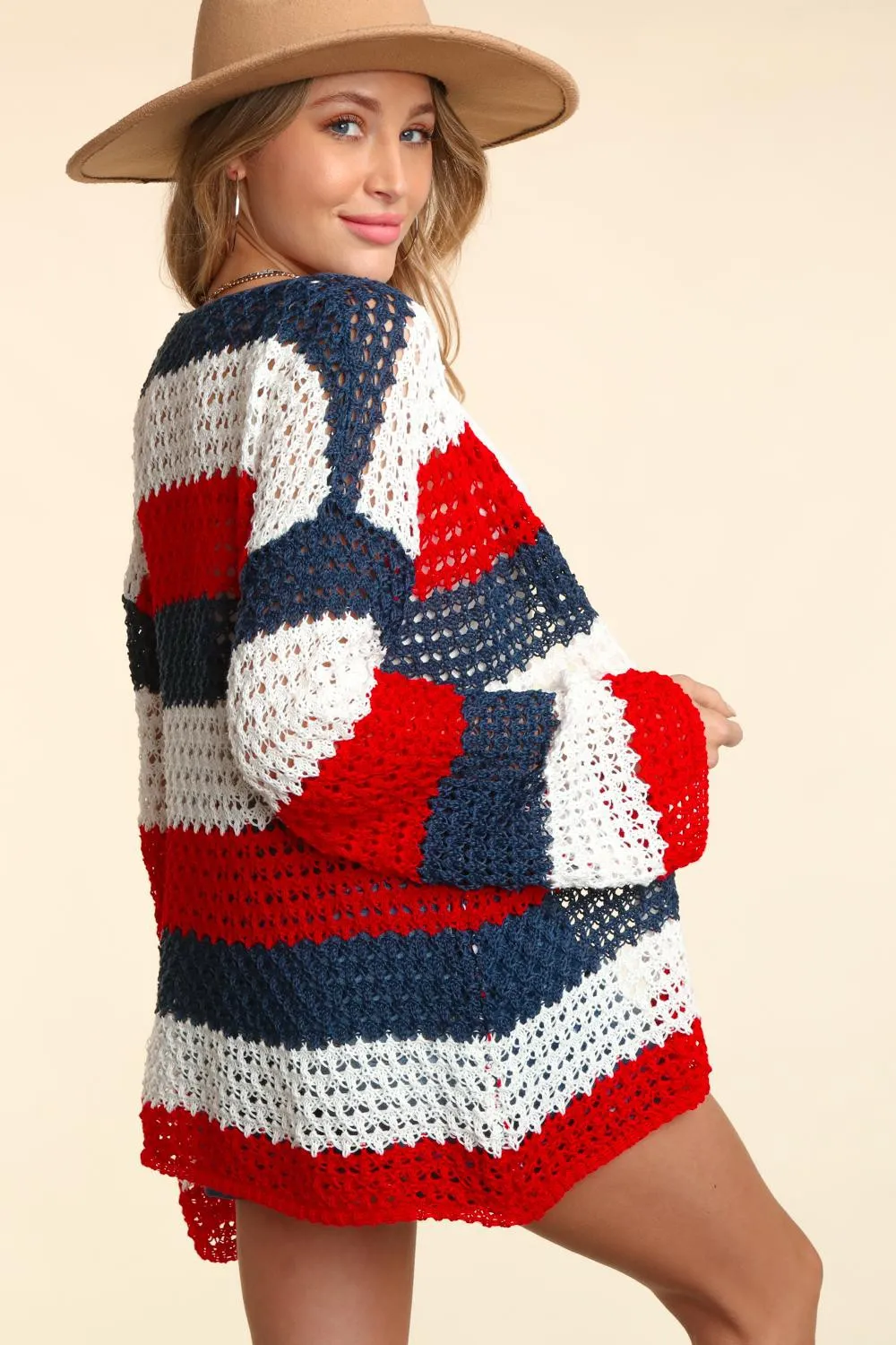 Hazel Blues® |  Haptics Open Front Long Sleeve Stripe Cardigan