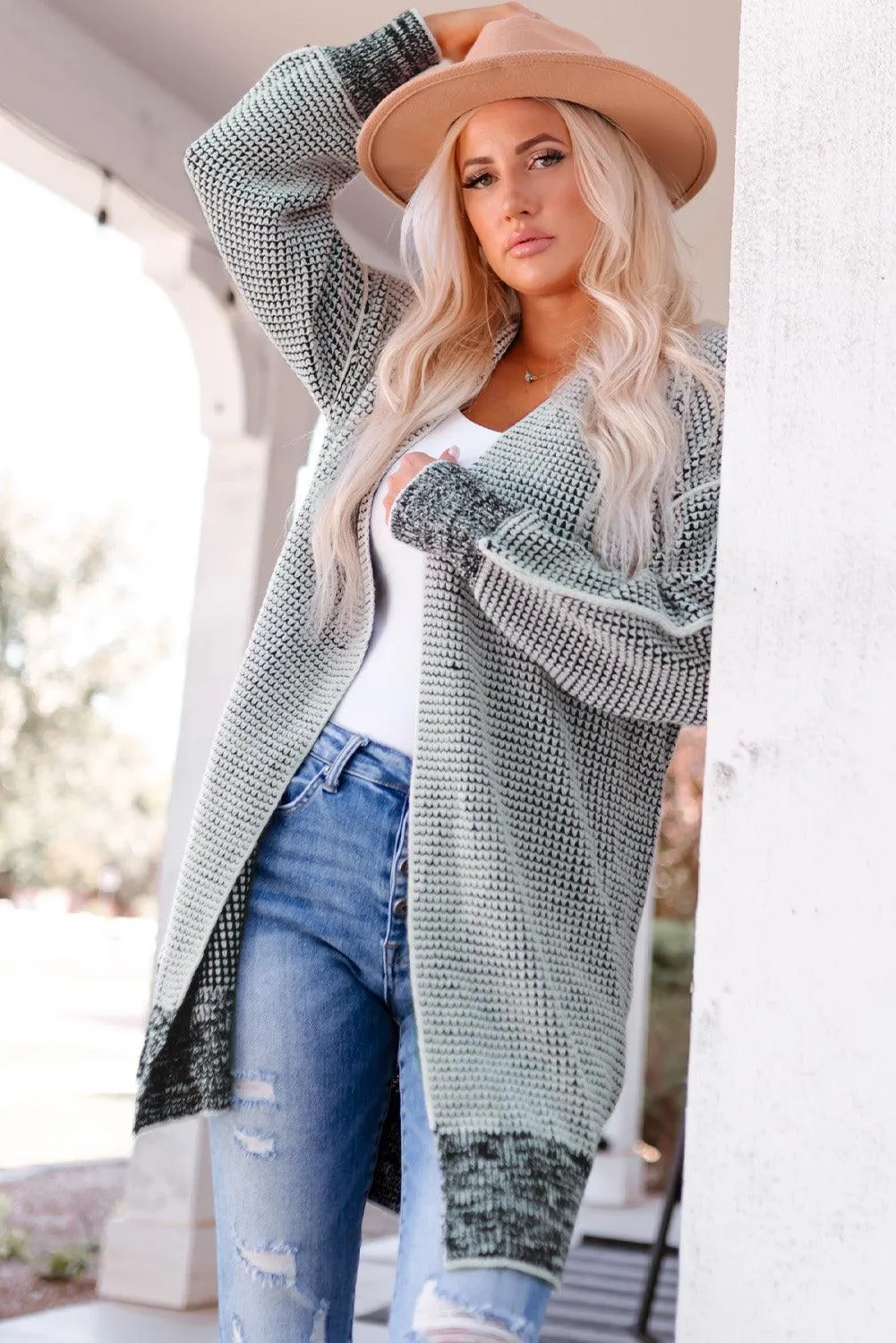 Hazel Blues® | Heathered Open Front Longline Cardigan