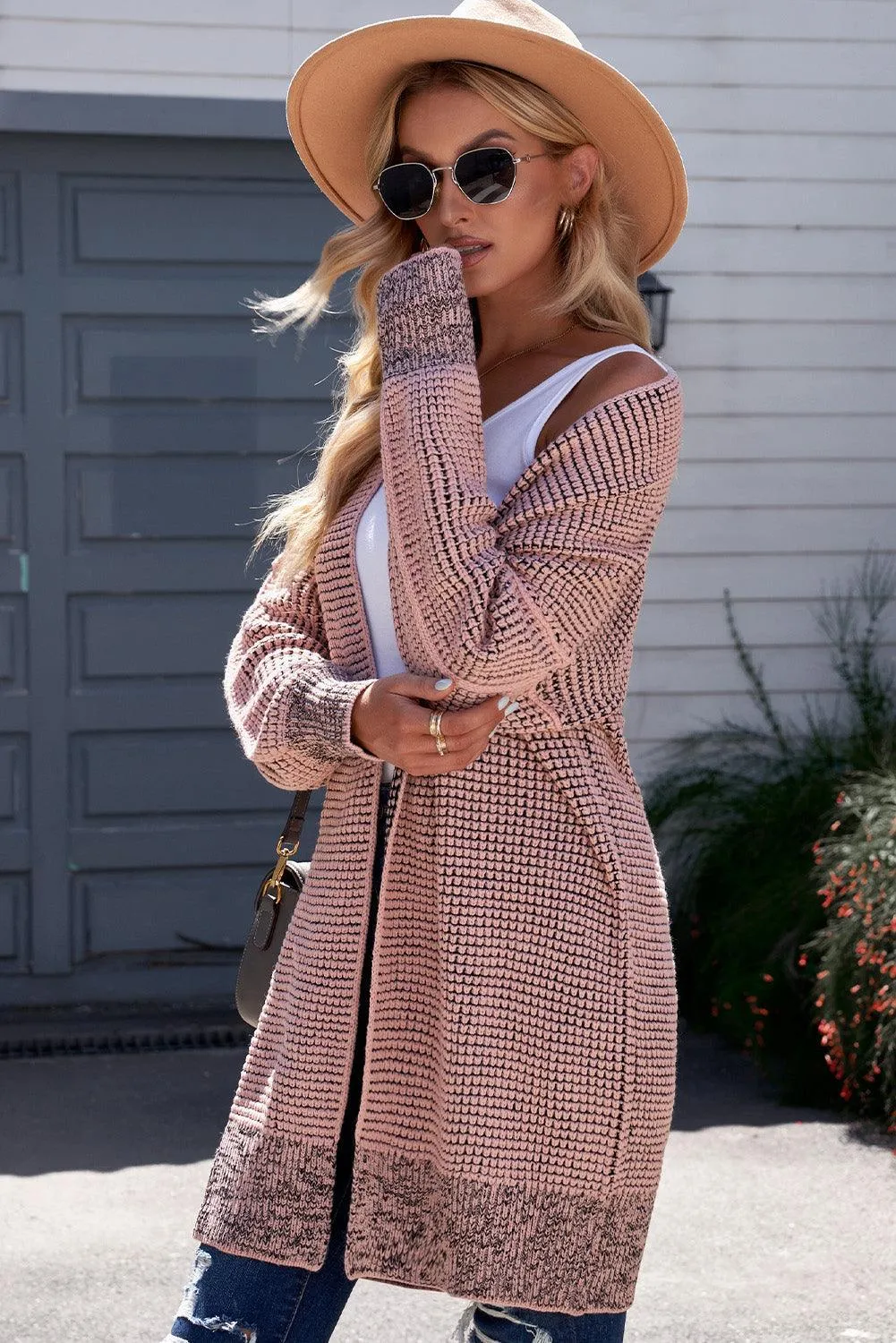 Hazel Blues® | Heathered Open Front Longline Cardigan