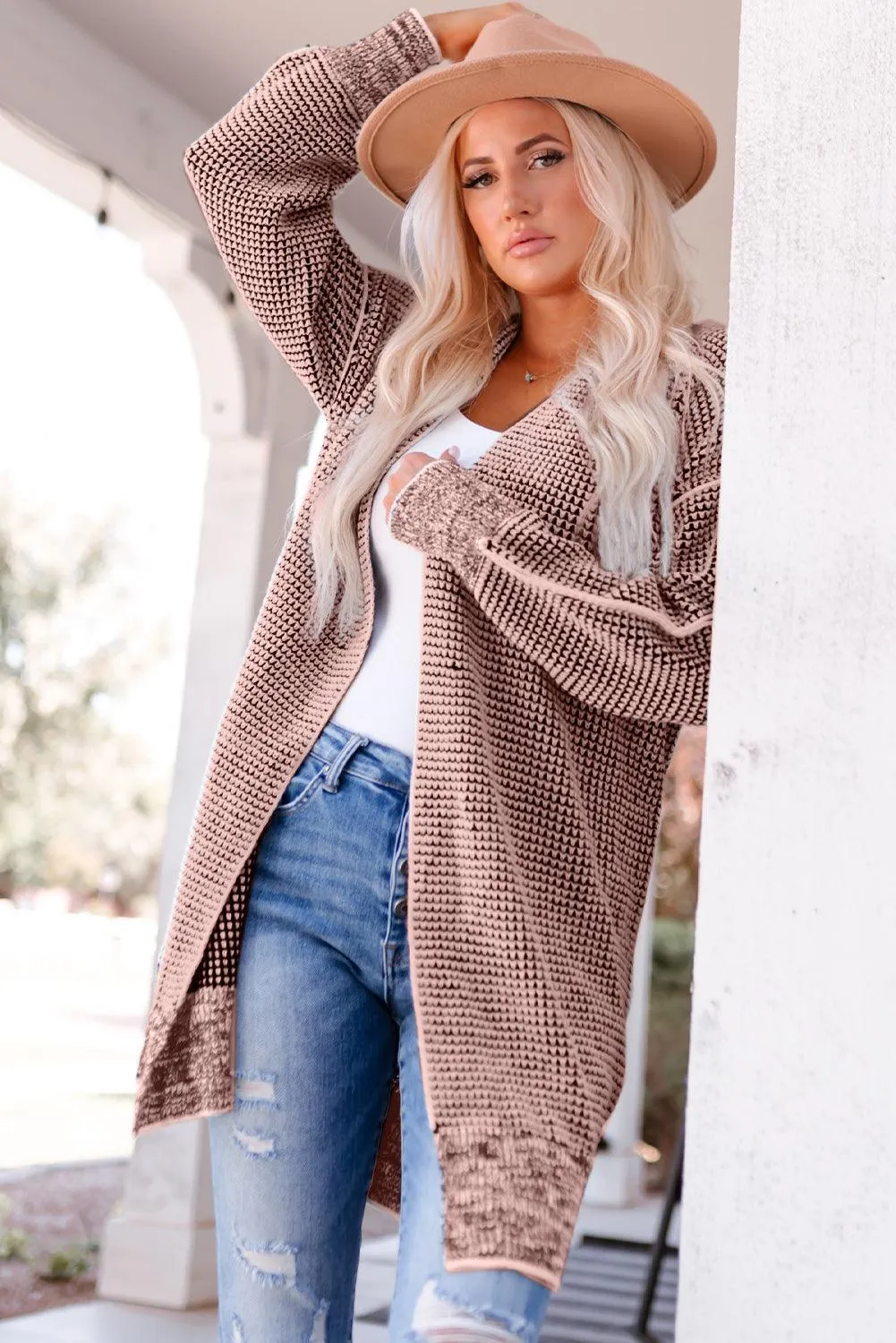 Hazel Blues® | Heathered Open Front Longline Cardigan