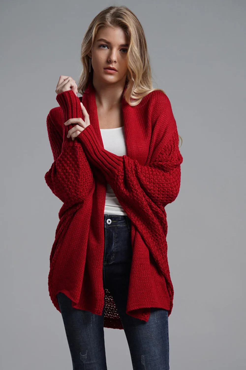 Hazel Blues® |  Open Front Batwing Sleeve Cardigan