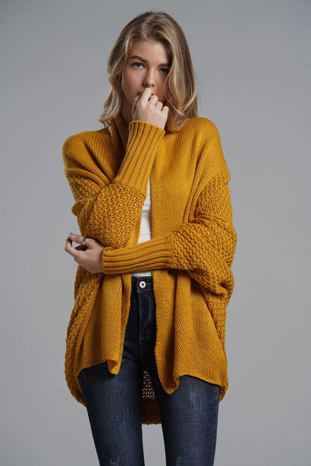 Hazel Blues® |  Open Front Batwing Sleeve Cardigan