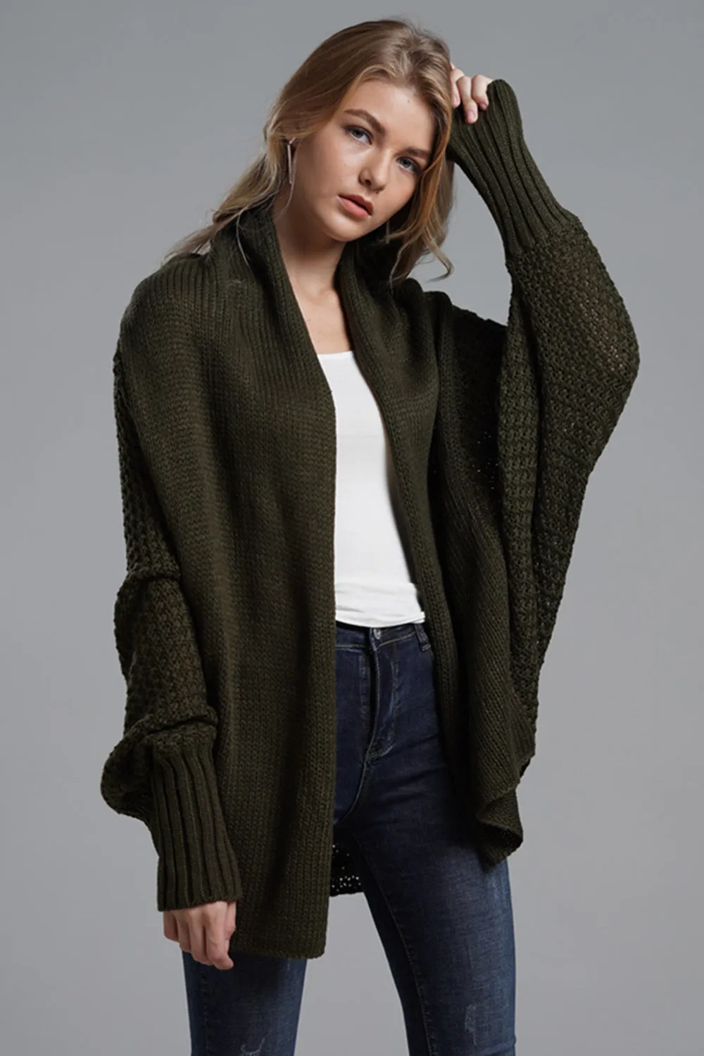 Hazel Blues® |  Open Front Batwing Sleeve Cardigan