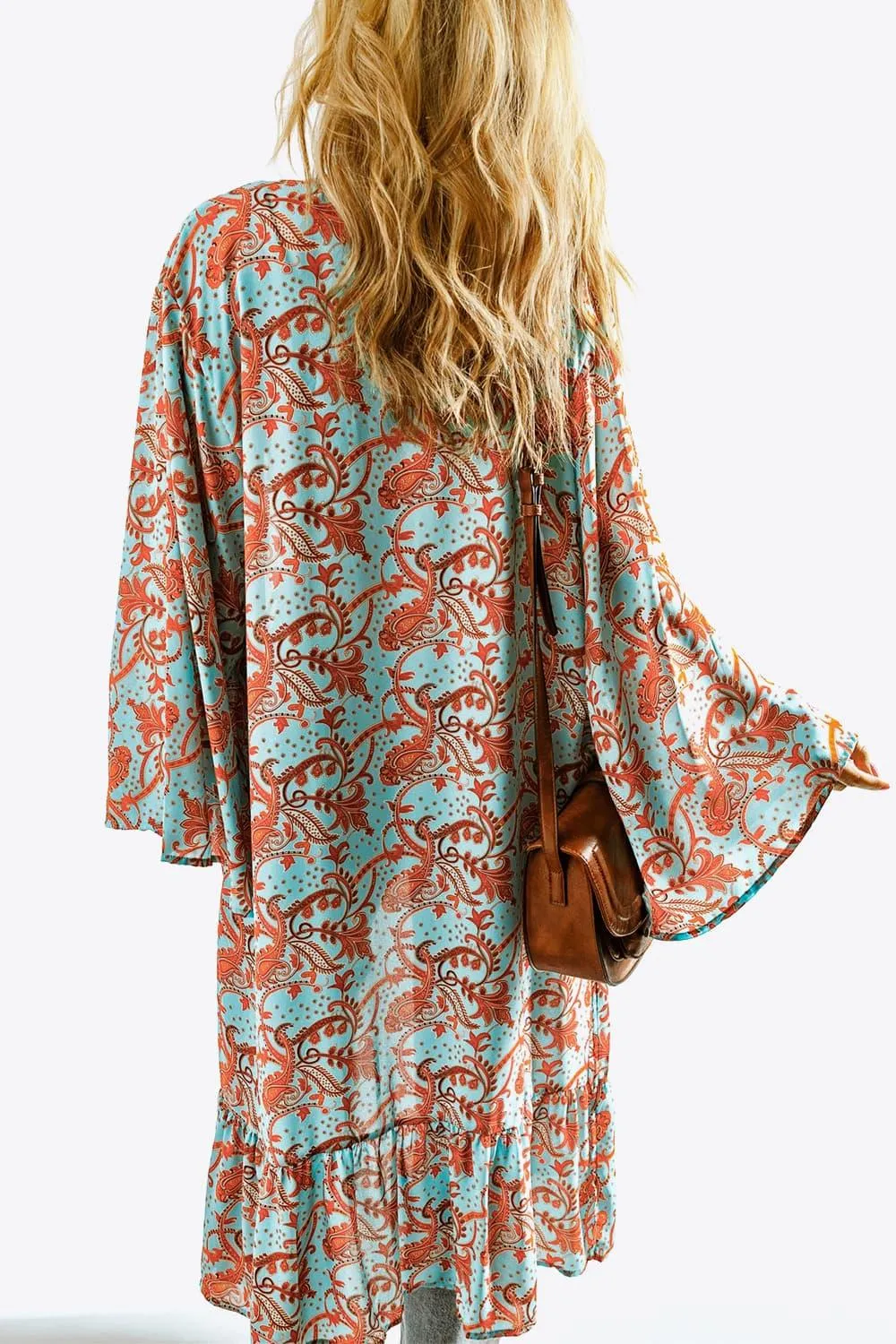Hazel Blues® |  Printed Open Front Duster Cardigan