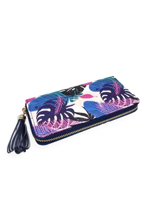 HDG3286 - FEATHER LEAF PRINT ZIPPER WALLET