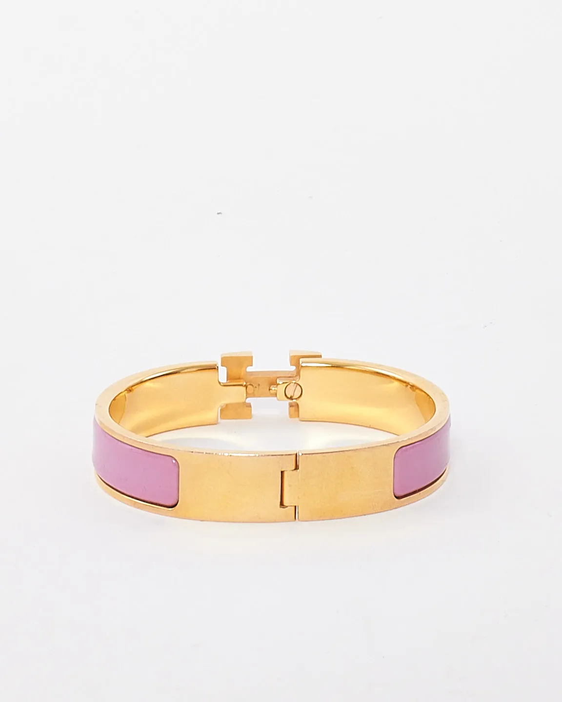 Hermès Pink & Gold Clic Clac Bracelet - PM