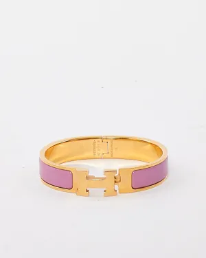 Hermès Pink & Gold Clic Clac Bracelet - PM