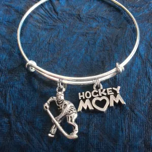 Hockey Mom Expandable Adjustable Wire Bangle Bracelet Sports Jewelry Gift Unique Trendy Coach Team Gift One Size Fits All