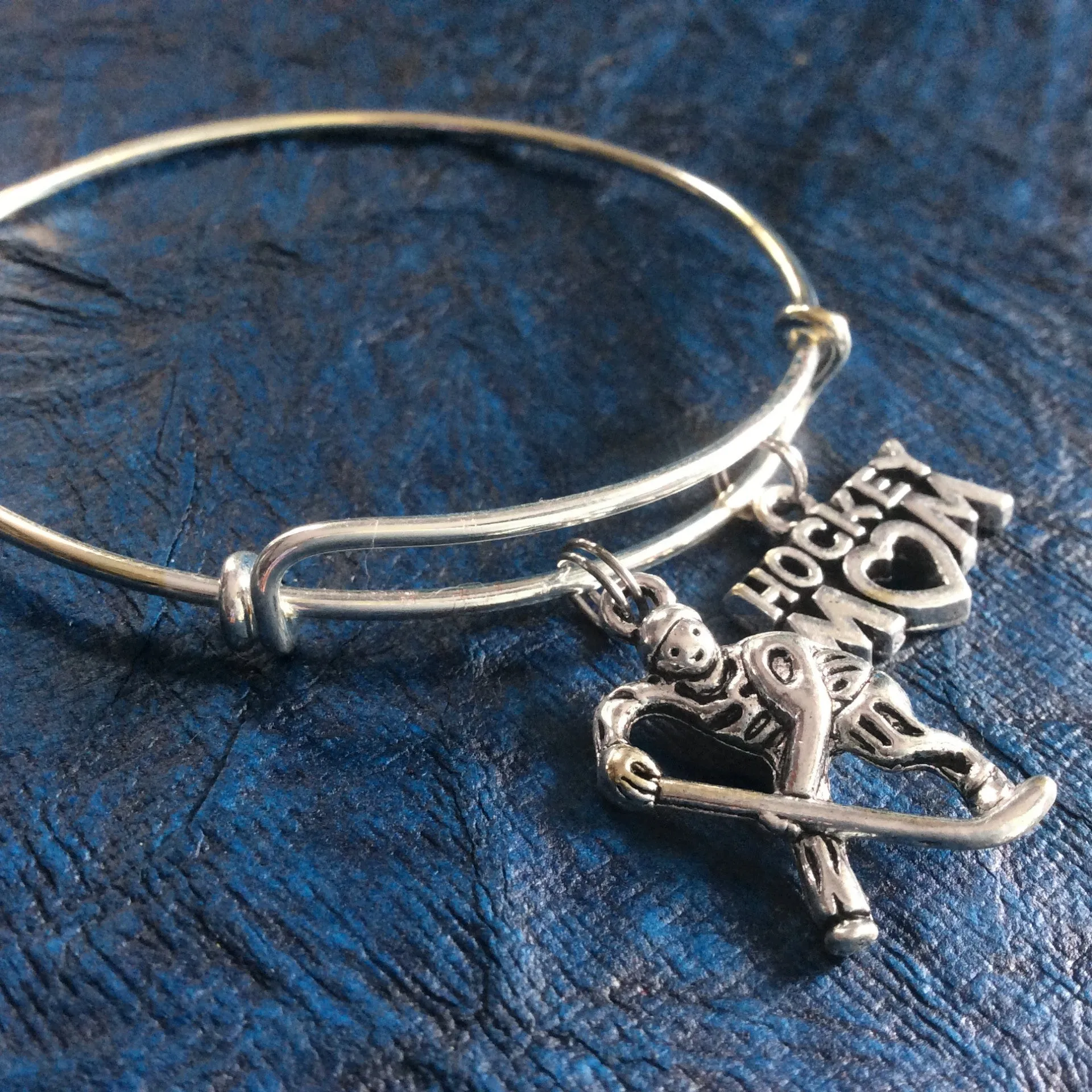 Hockey Mom Expandable Adjustable Wire Bangle Bracelet Sports Jewelry Gift Unique Trendy Coach Team Gift One Size Fits All