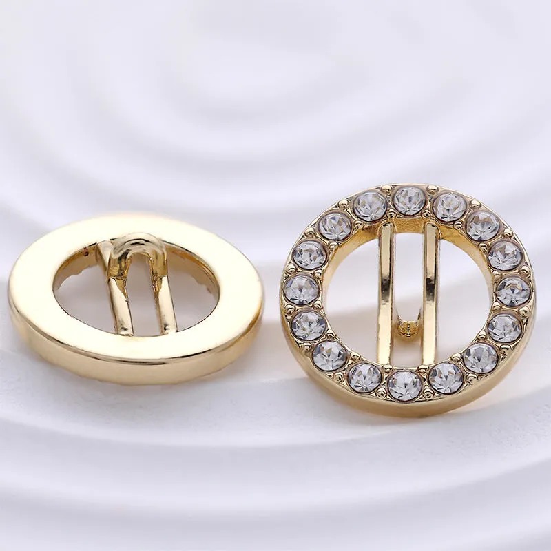 Hollow Circle Metal Button with Diamonds for Shirts Dresses 12pcs