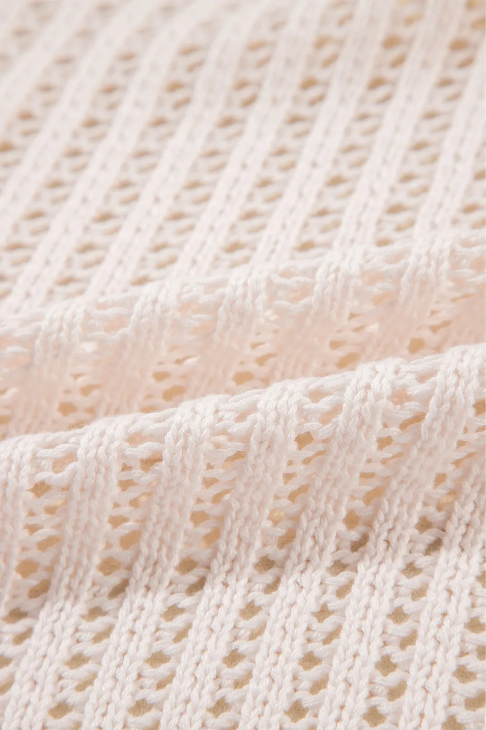 Hollowed Crochet Drop Shoulder Open Front Cardigan