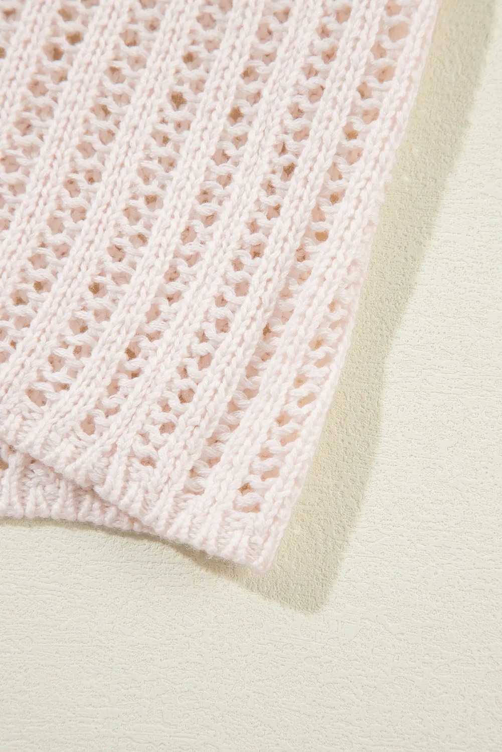 Hollowed Crochet Drop Shoulder Open Front Cardigan