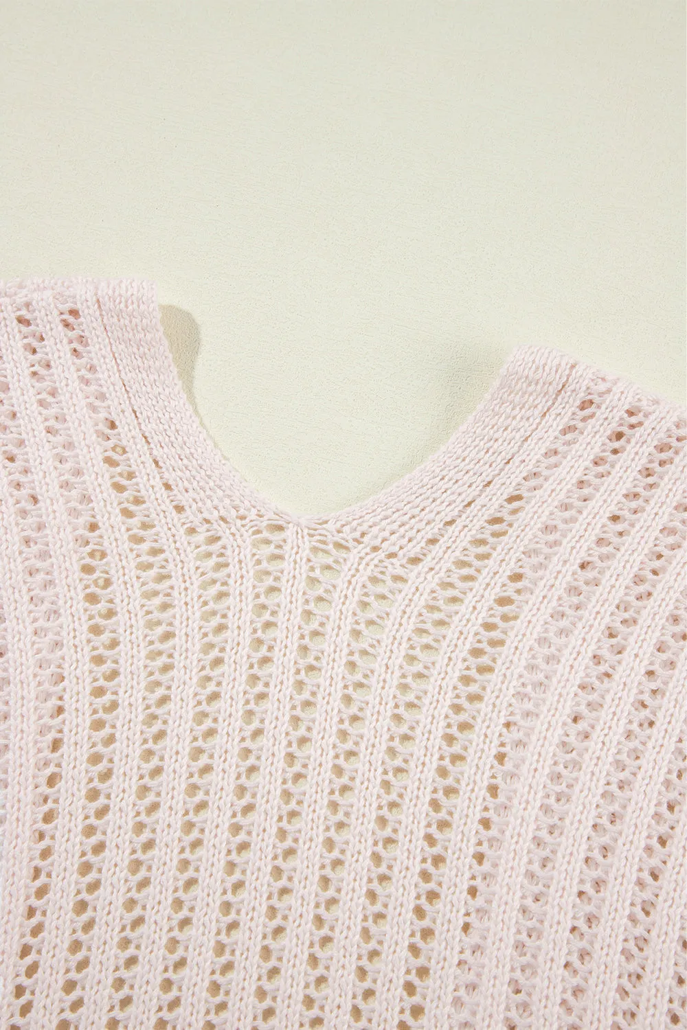 Hollowed Crochet Drop Shoulder Open Front Cardigan