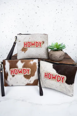 Howdy Cowhide Wristlet Clutch