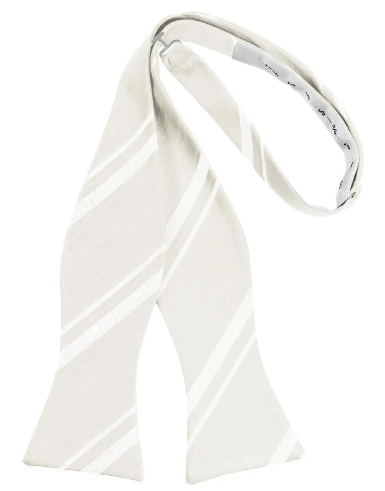 Ivory Striped Satin Bow Tie