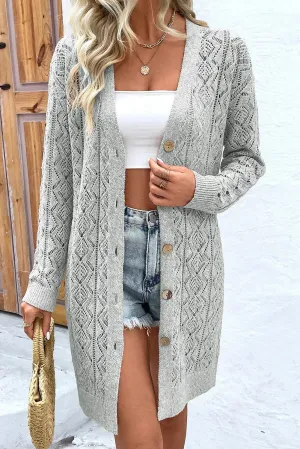 Ivy Openwork Button Down Long Sleeve Cardigan