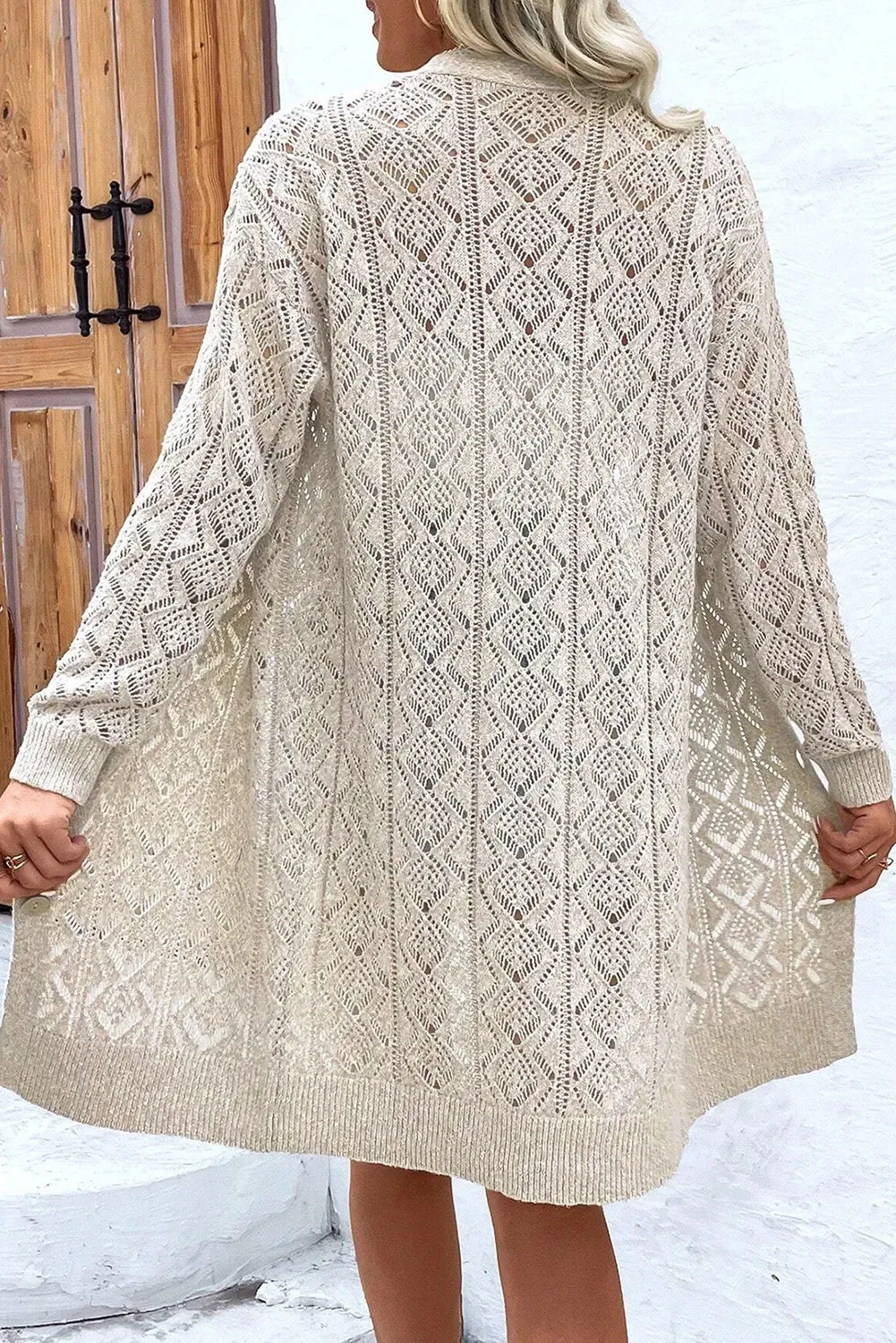 Ivy Openwork Button Down Long Sleeve Cardigan