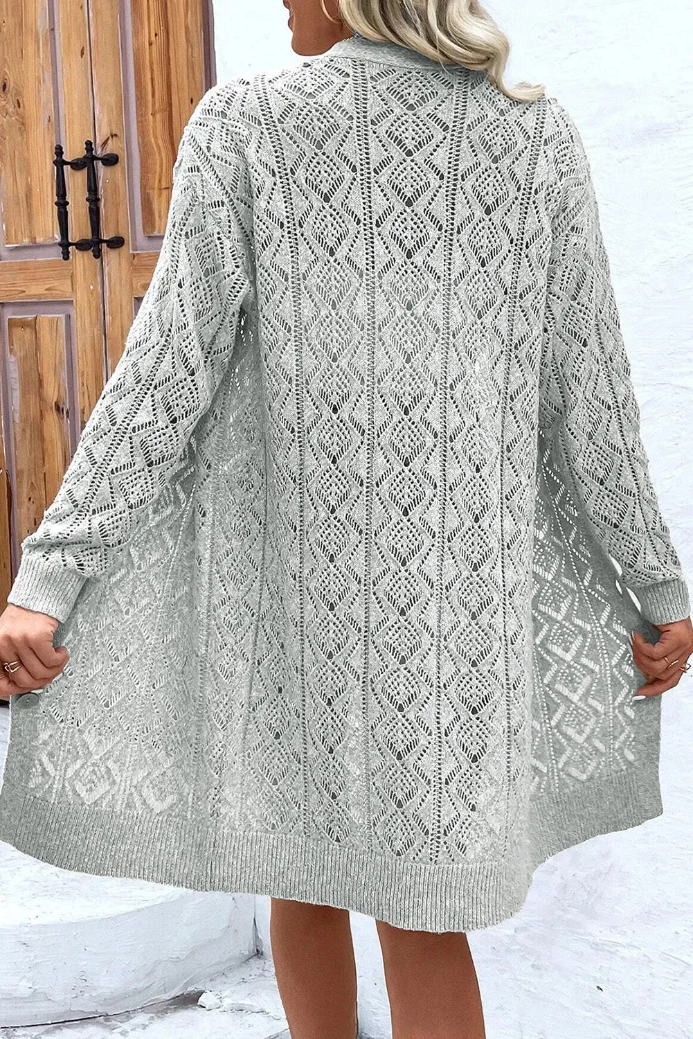 Ivy Openwork Button Down Long Sleeve Cardigan