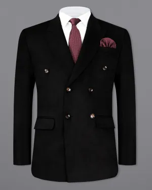 Jade Black Velvet Double-Breasted Designer Blazer