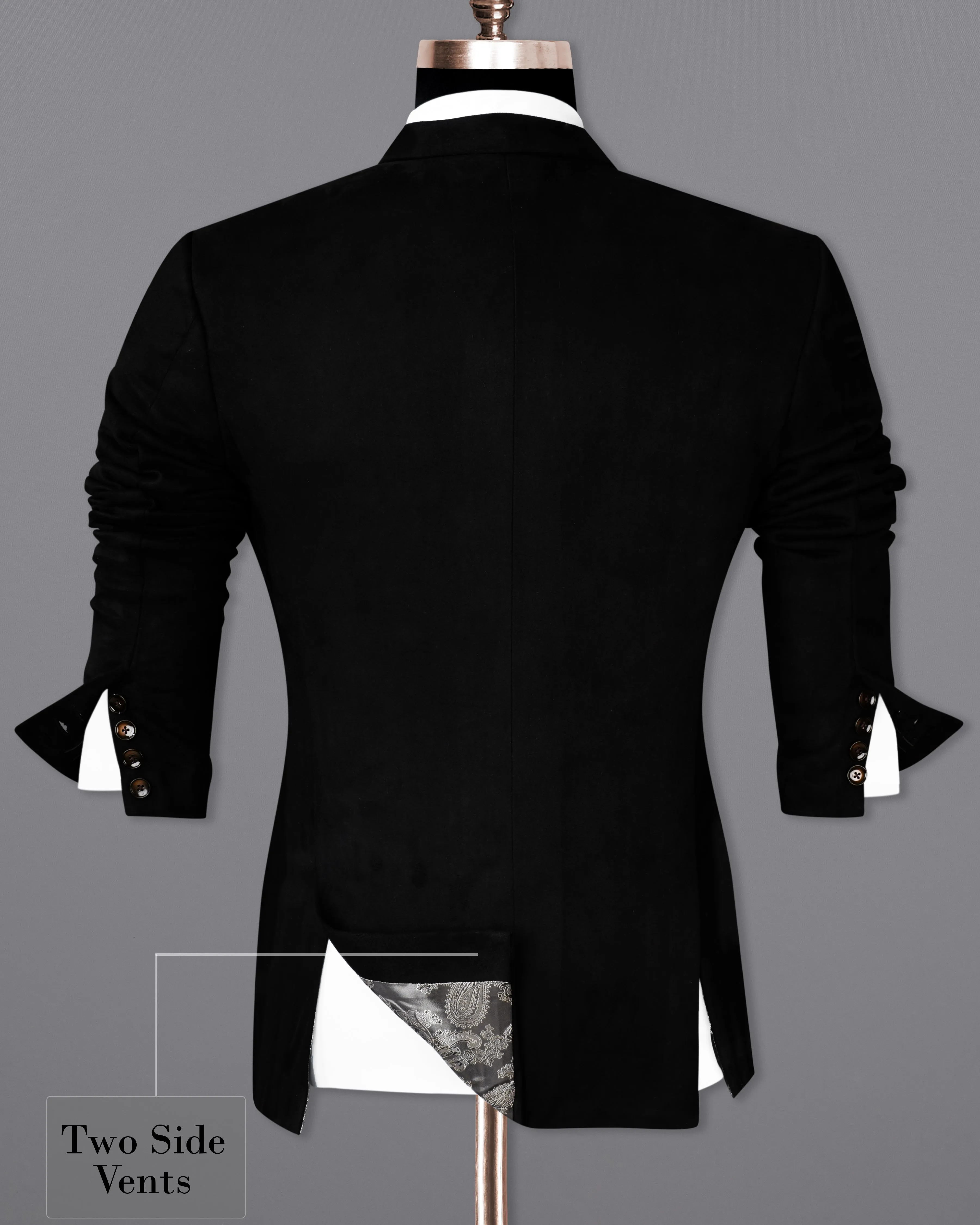 Jade Black Velvet Double-Breasted Designer Blazer