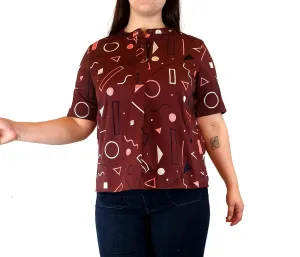 Jericho Road deep red top with cute embroidery detail size 14
