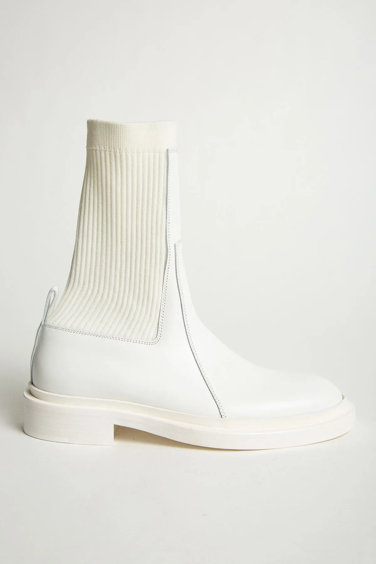 JIL SANDER | ELASTIC ANKLE WHITE LEATHER BOOTS
