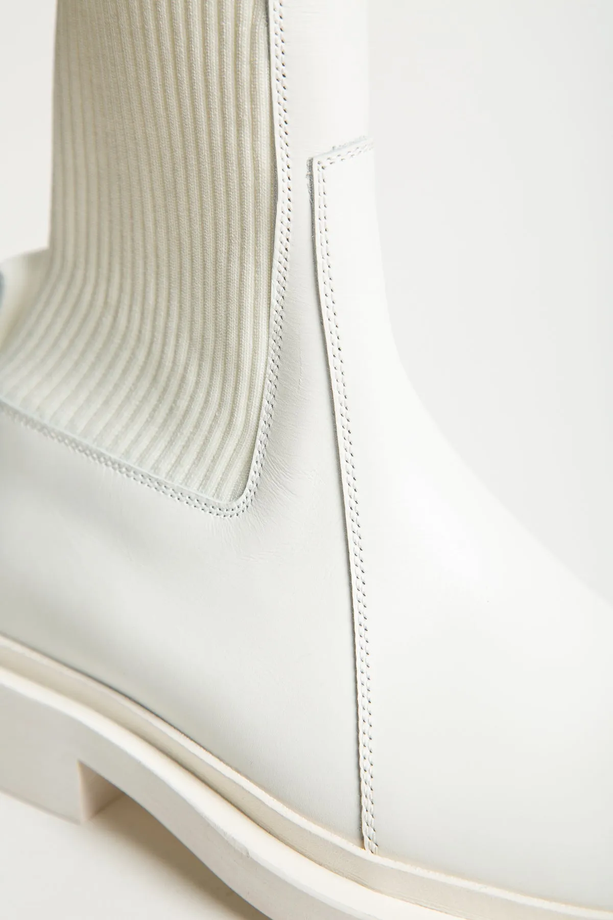 JIL SANDER | ELASTIC ANKLE WHITE LEATHER BOOTS