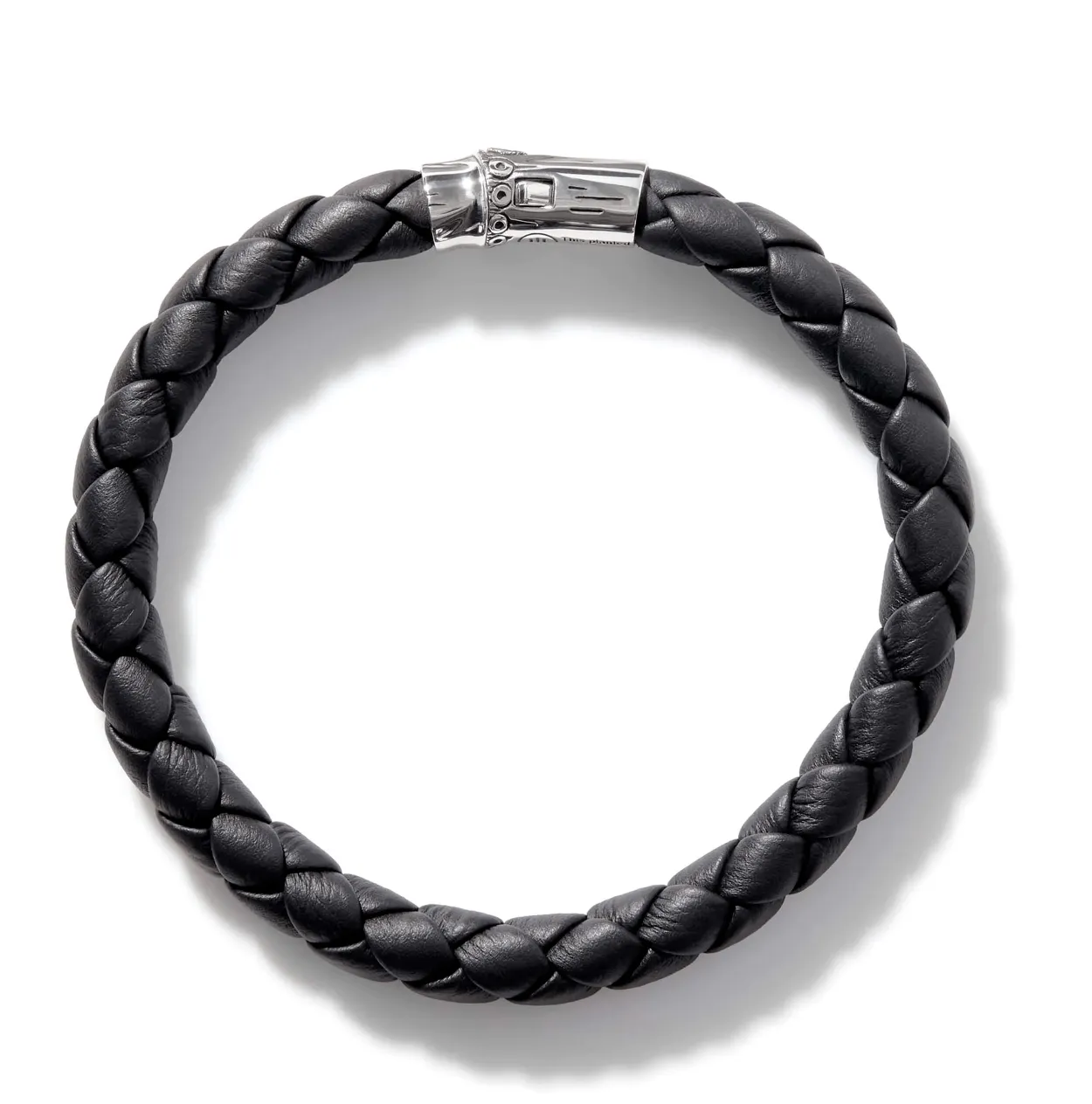John Hardy Leather Silver Bamboo Station Bracelet