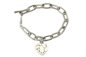 John Hardy Sterling Silver Heart Charm Bracelet