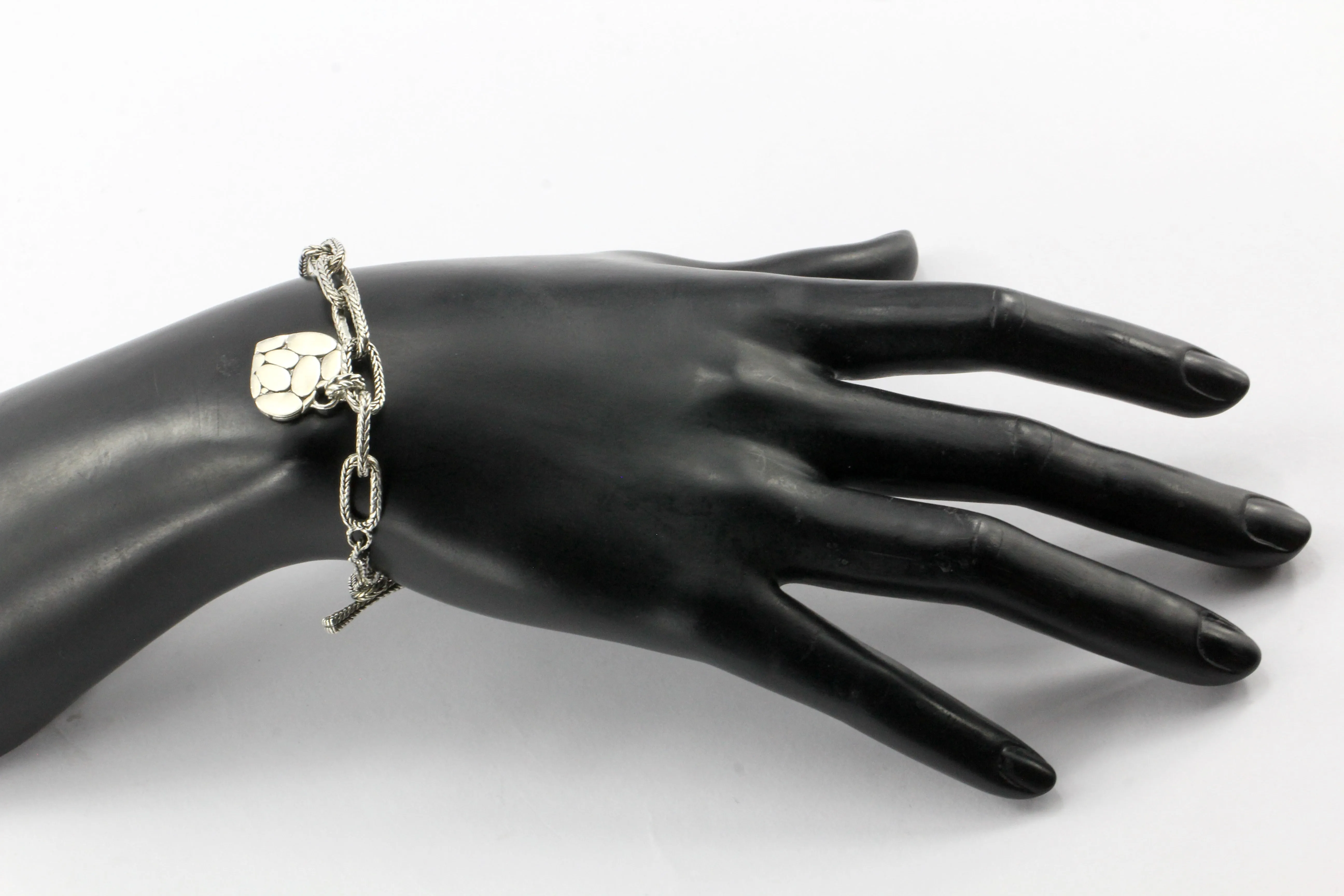 John Hardy Sterling Silver Heart Charm Bracelet
