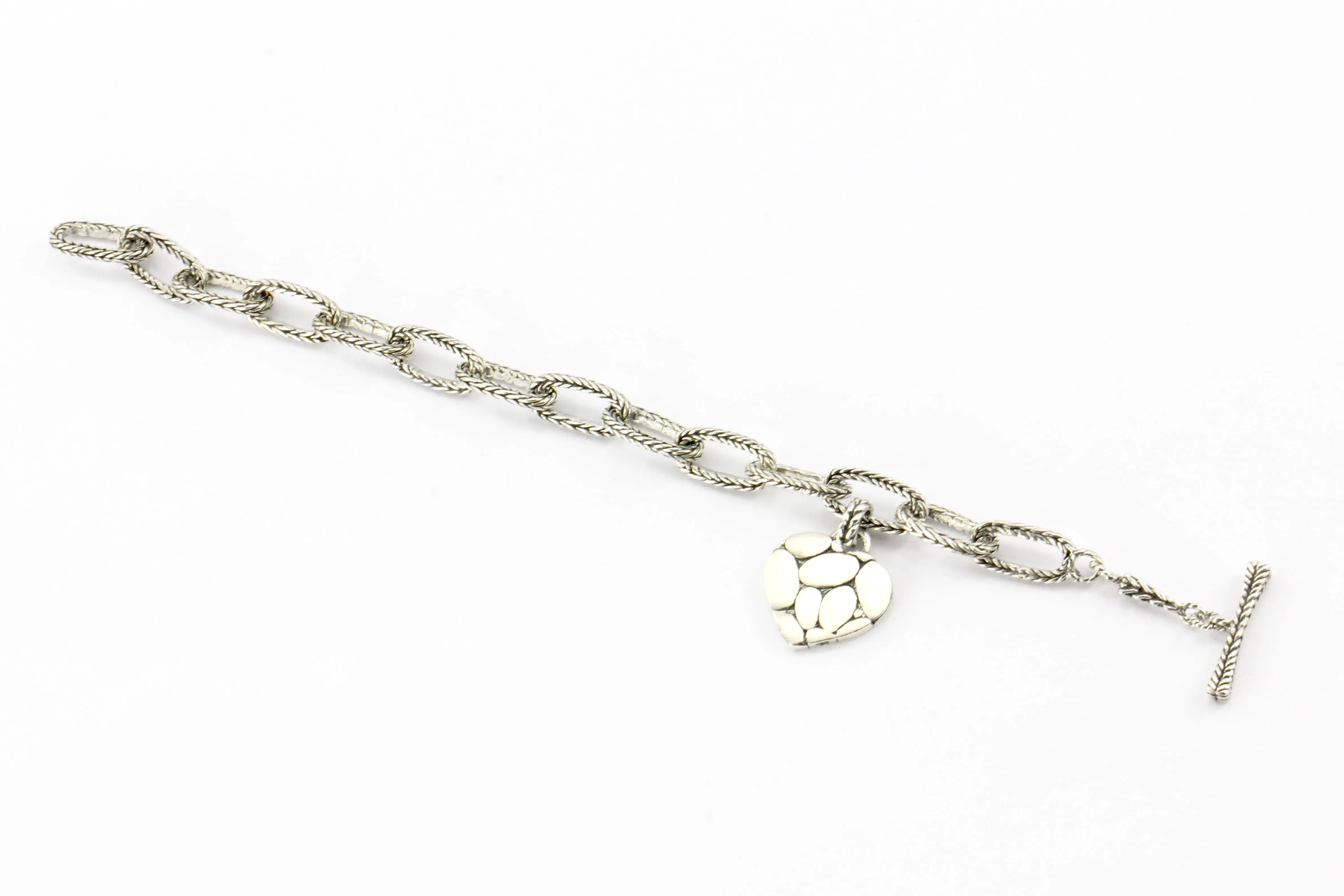 John Hardy Sterling Silver Heart Charm Bracelet