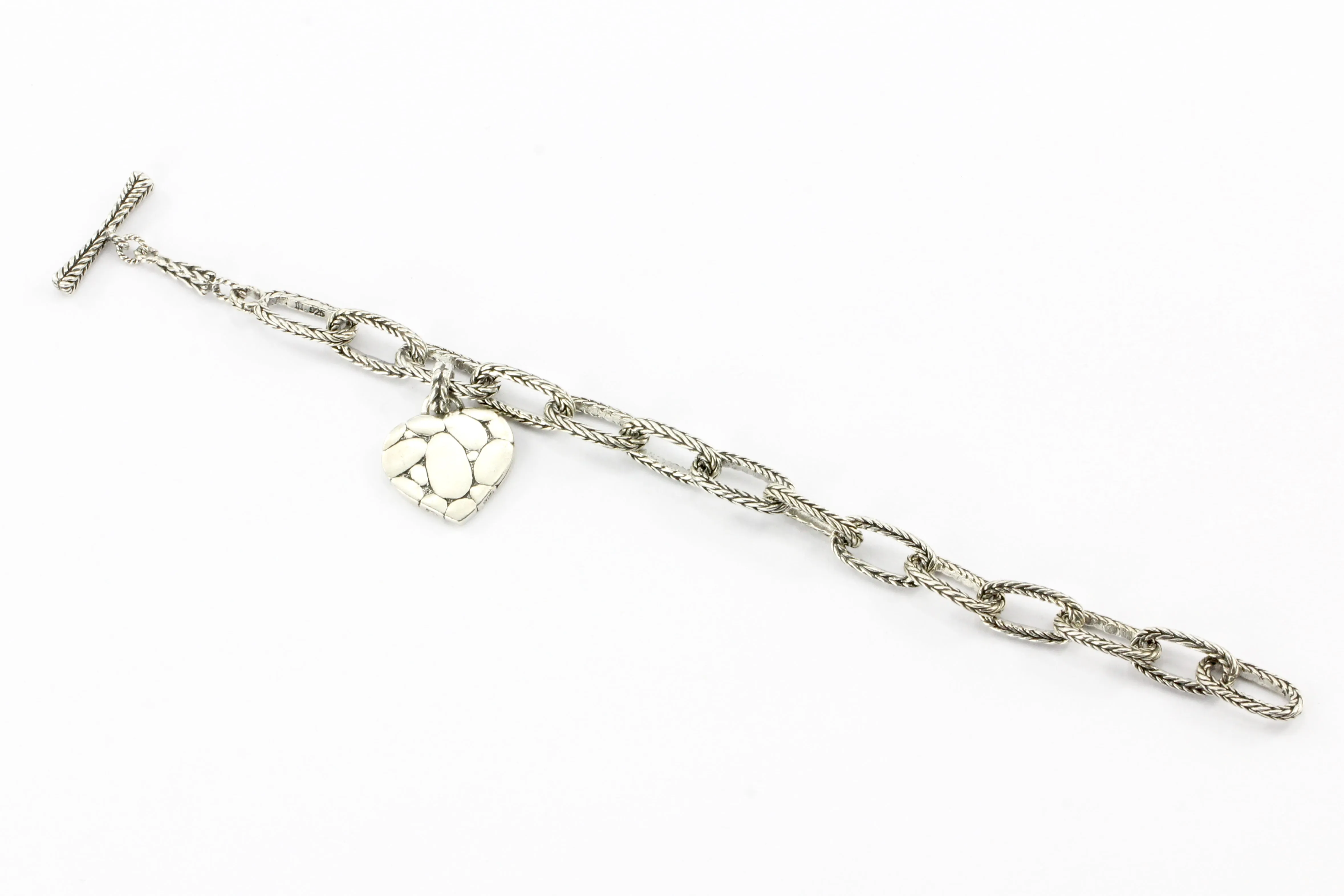 John Hardy Sterling Silver Heart Charm Bracelet