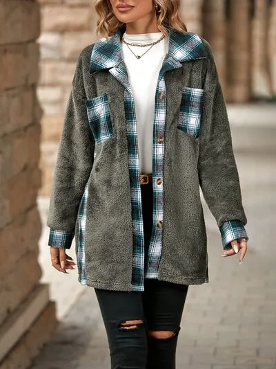 Josie Plaid Contrast Dropped Shoulder Coat