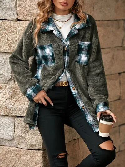 Josie Plaid Contrast Dropped Shoulder Coat
