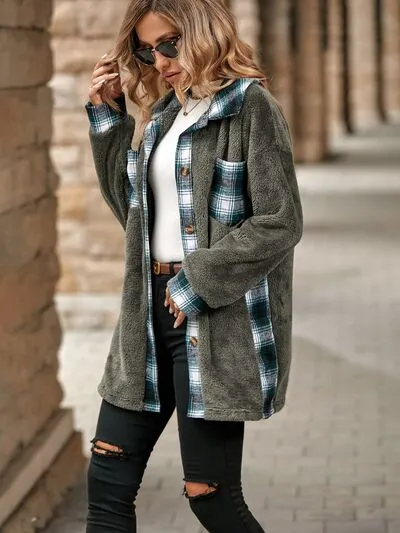 Josie Plaid Contrast Dropped Shoulder Coat