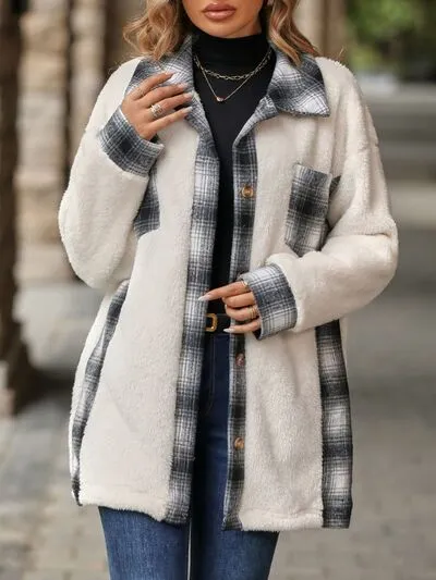 Josie Plaid Contrast Dropped Shoulder Coat