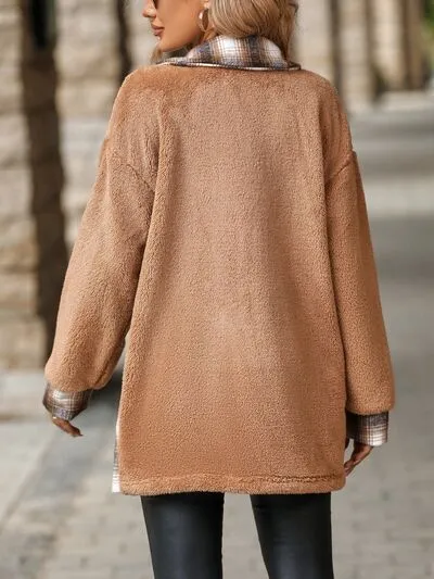 Josie Plaid Contrast Dropped Shoulder Coat