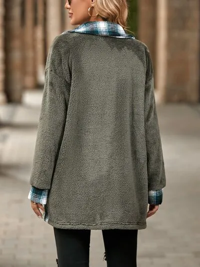 Josie Plaid Contrast Dropped Shoulder Coat