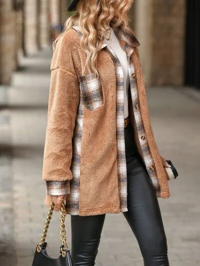 Josie Plaid Contrast Dropped Shoulder Coat