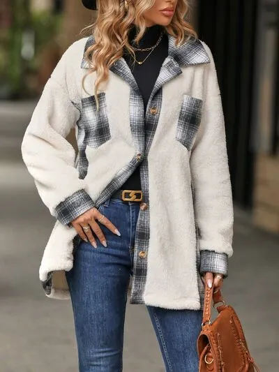 Josie Plaid Contrast Dropped Shoulder Coat