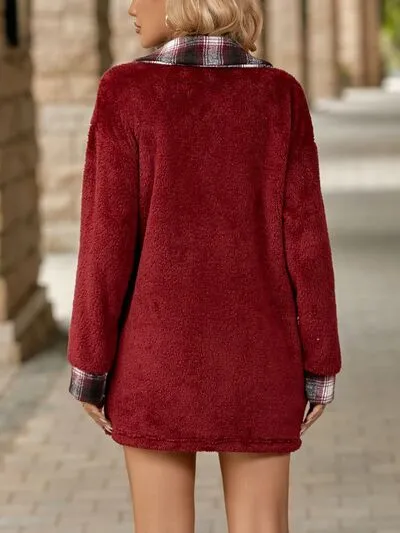 Josie Plaid Contrast Dropped Shoulder Coat