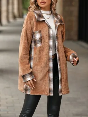 Josie Plaid Contrast Dropped Shoulder Coat